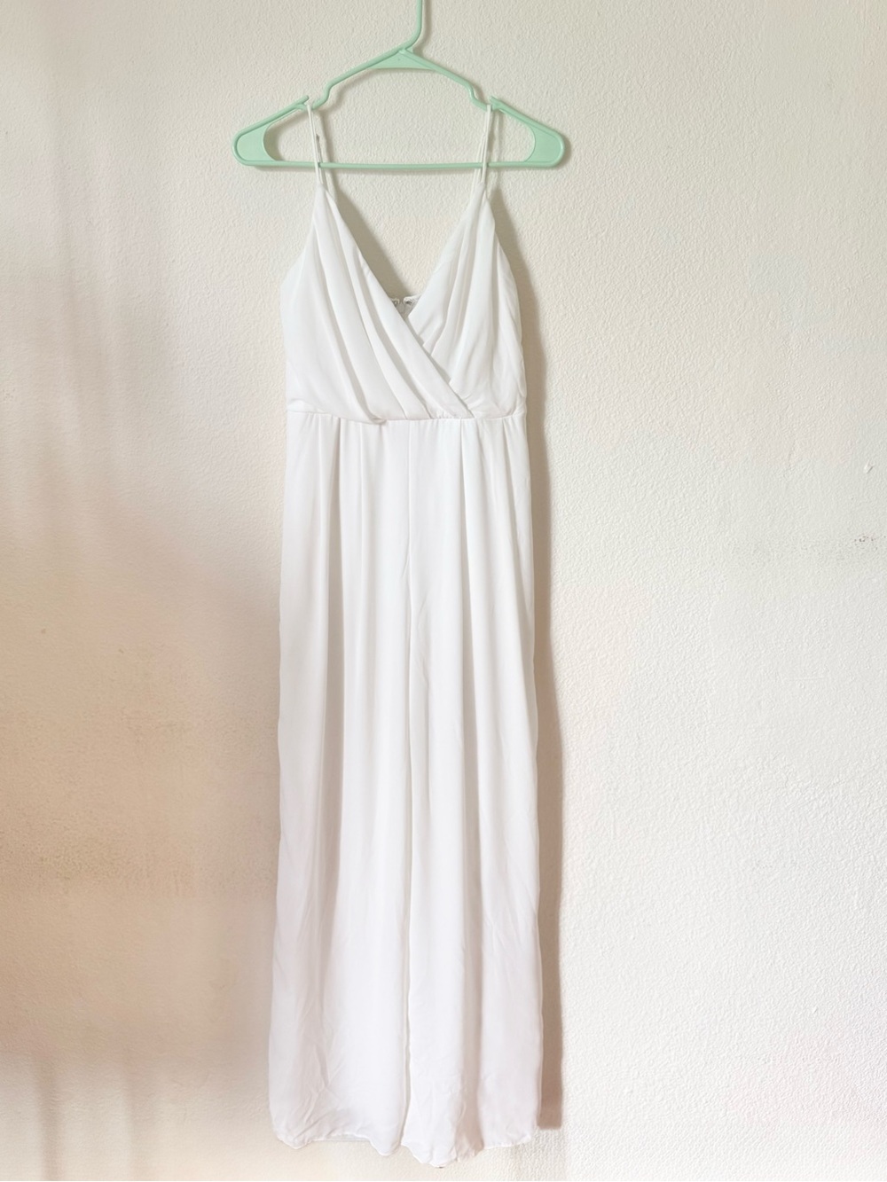 Audrey Parks x Francesca’s White Maxi Dress Jumpsuit with Spaghetti Straps Small
